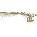 Golden Streamlined Art Installation With Curved Lines And Radiant Design Structure