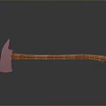 Red Textured Handle Axe Placed On Black Surface With Clear Reflection