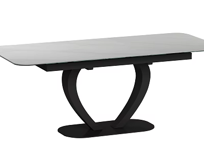 Modern Minimalist Dining Table With Light Colored Top And Black Curved Legs Design 3d model