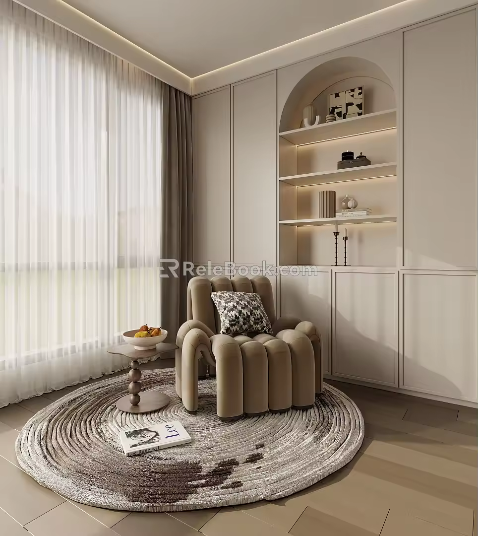 Leisure Chair Lazy Sofa Side Round Carpet 3d model