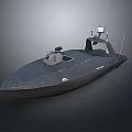 Black Unmanned Boat With Advanced Surveillance Equipment And Antenna Structure