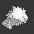 Dragon Head Sculpture With Detailed Carving And Purple Blue Gradient Texture