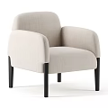 Modern Beige Fabric Single Sofa With Curved Arms And Black Legs