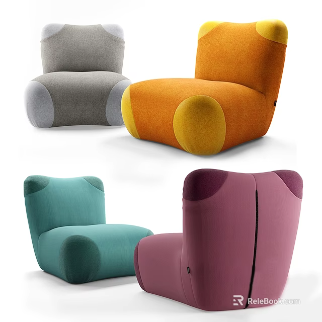 Colorful Comfortable Bean Bag Chairs With Modern Design For Living Room Furniture 3d model 