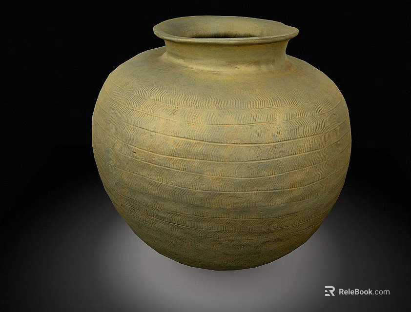 Handcrafted Ceramic Jar With Textured Surface And Rounded Natural Clay Design 3d model