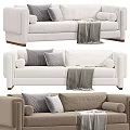 Cozy Modern Two-Seater Sofa With Plush Pillows And Soft Throw Blanket 3d model