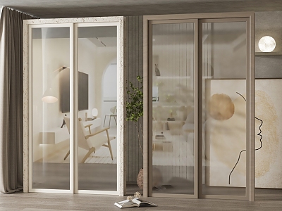 Modern sliding door sliding door combination 3d model