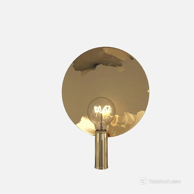 Elegant Modern Gold Circular Wall Lamp with Metal Base and Stylish Design 3d model 