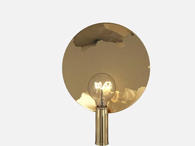 Elegant Modern Gold Circular Wall Lamp with Metal Base and Stylish Design 3d model