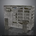 Rusty Metal Electronic Appliance With Industrial Grill Design And Support Legs