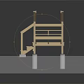 Wooden Platform With Steps And Railings On Green Grass Base