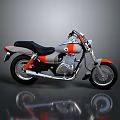 Gray Motorcycle with Orange Accents Black Seat Silver Exhaust on Gray Background with Reflection