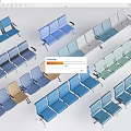 Various Colored Row Seating Sets With Blue Gray Green And Beige Tones