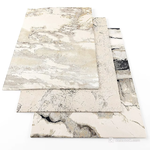 Abstract Pattern Square Rugs With Neutral Tones And Soft Textures 3d model