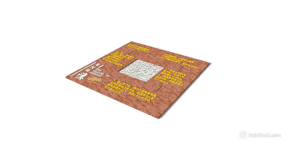 Decorative Tree Pit With Brick Surface Central Grate And Yellow Inscriptions 3d model 