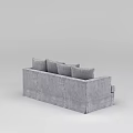 Tech Exhibition Hall Featuring Modern Gray Fabric Sofa With Four Cushions 3d model