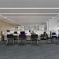 Modern Public Office Space Interior With Open Layout Work Desks And Ergonomic Chairs 3d model