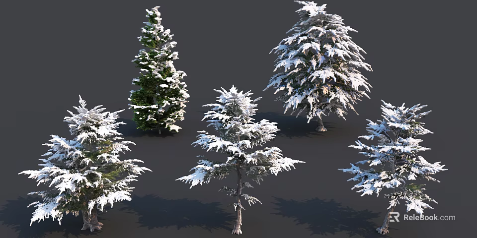 Snow Covered Arbor Varieties With Dense Branches And White Foliage 3d model