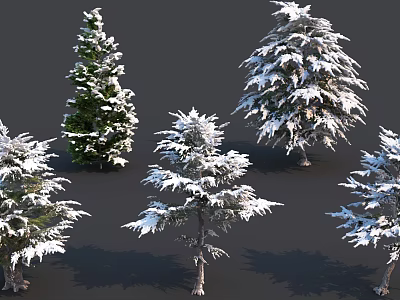 Snow Covered Arbor Varieties With Dense Branches And White Foliage 3d model