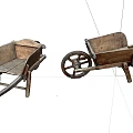 Vintage Wooden Wheelbarrows With Classic Design And Rustic Wooden Wheels