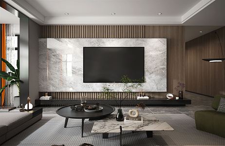 Modern living room living room TV background wall 3d model