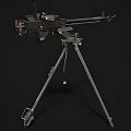 Military Heavy Machine Gun Mounted On Stable Tripod Stand For Tactical Use 3d model