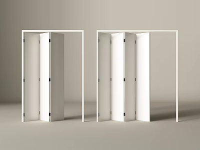White Modern Folding Doors With Sleek Frame And Functional Folding Structure 3d model