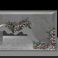 Exquisite Photo Check In Spot With Colorful Flowers White Backdrop Wavy Design And Life Theme