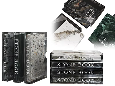 Stacked Decorative Stone Book With Textured Marble And Concrete Design 3d model