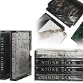 Stacked Decorative Stone Book With Textured Marble And Concrete Design