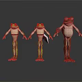 Three Animated Cartoon Frogs With Different Colors And Standing Poses