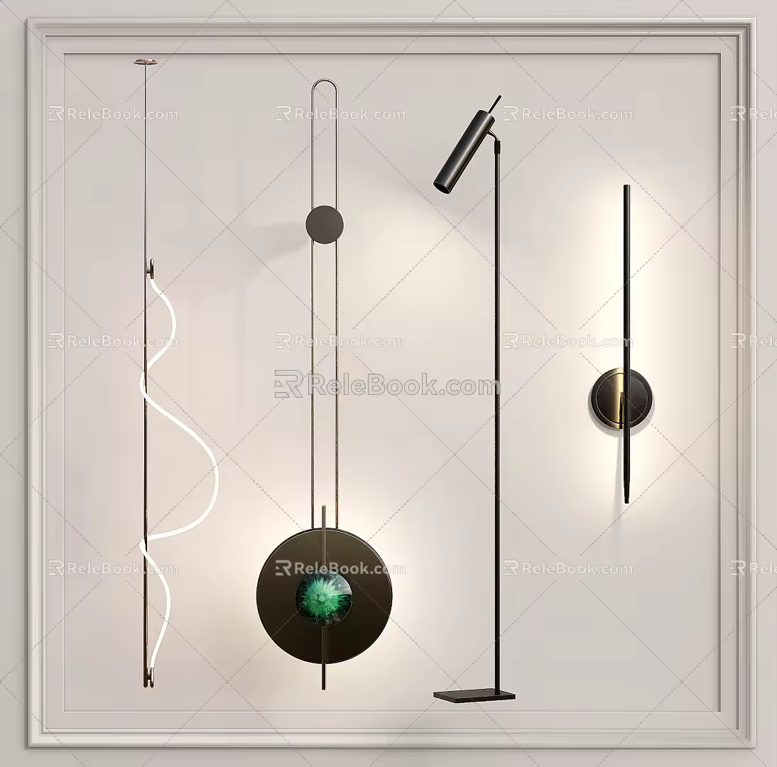 Modern lamp combination chandelier wall lamp 3d model