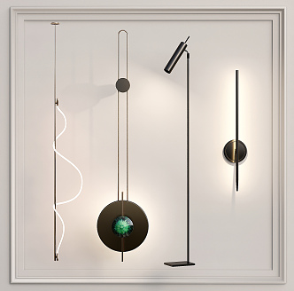 Modern lamp combination chandelier wall lamp 3d model