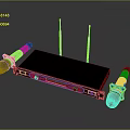 Wireless Microphone Receiver With Dual Antennas And Orange Blue Handle Microphones