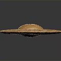 Golden Circular Textured Object with Raised Center and Metallic Surface on Dark Background