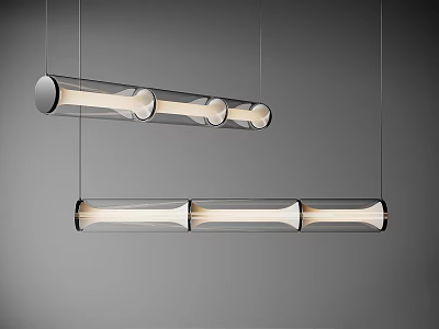 Modern Minimalist Pendant Lights Long Glass Tubes Hanging In Gray Background With Sleek Design 3d model