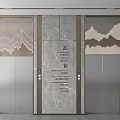 Modern Elevator Design With Metallic Doors Marble Wall And Floor Indicators
