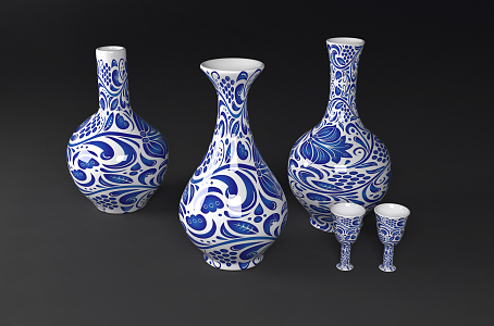 New Chinese-style Ceramic Utensils Blue and white porcelain 3d model