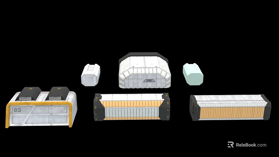 Industrial Equipment Modular Components With Steel Frames And Reinforced Panels 3d model 