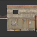 Two Story Wooden House With Rusty Roof Elevated Platform And Wooden Stairs
