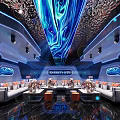 Modern Luxury KTV Private Room With Futuristic Lighting And Sofa Seats