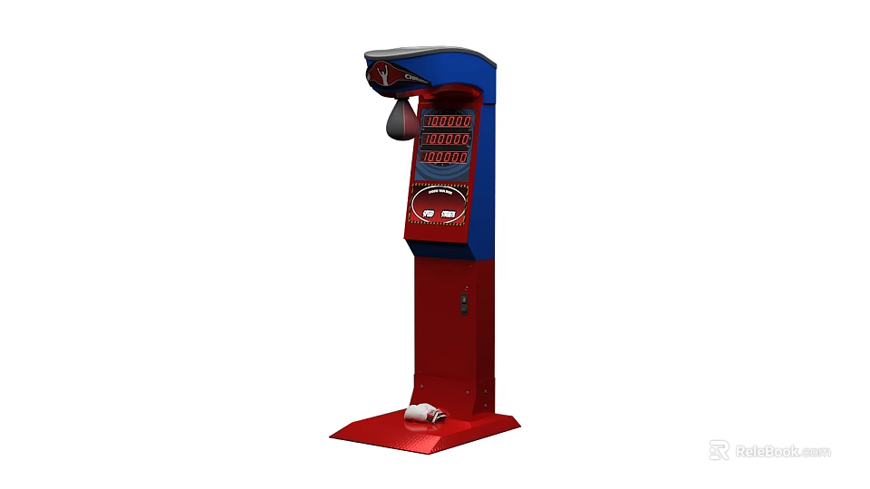 Arcade Game Machine With Red And Blue Design Digital Display Screen And Control Buttons 3d model