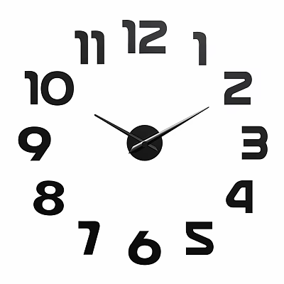 Minimalist Analog Wall Clock With Black Numbers White Background And Clear Hands Design 3d model