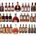 Various Wine Bottles and Glasses Collection With Different Colors and Shapes