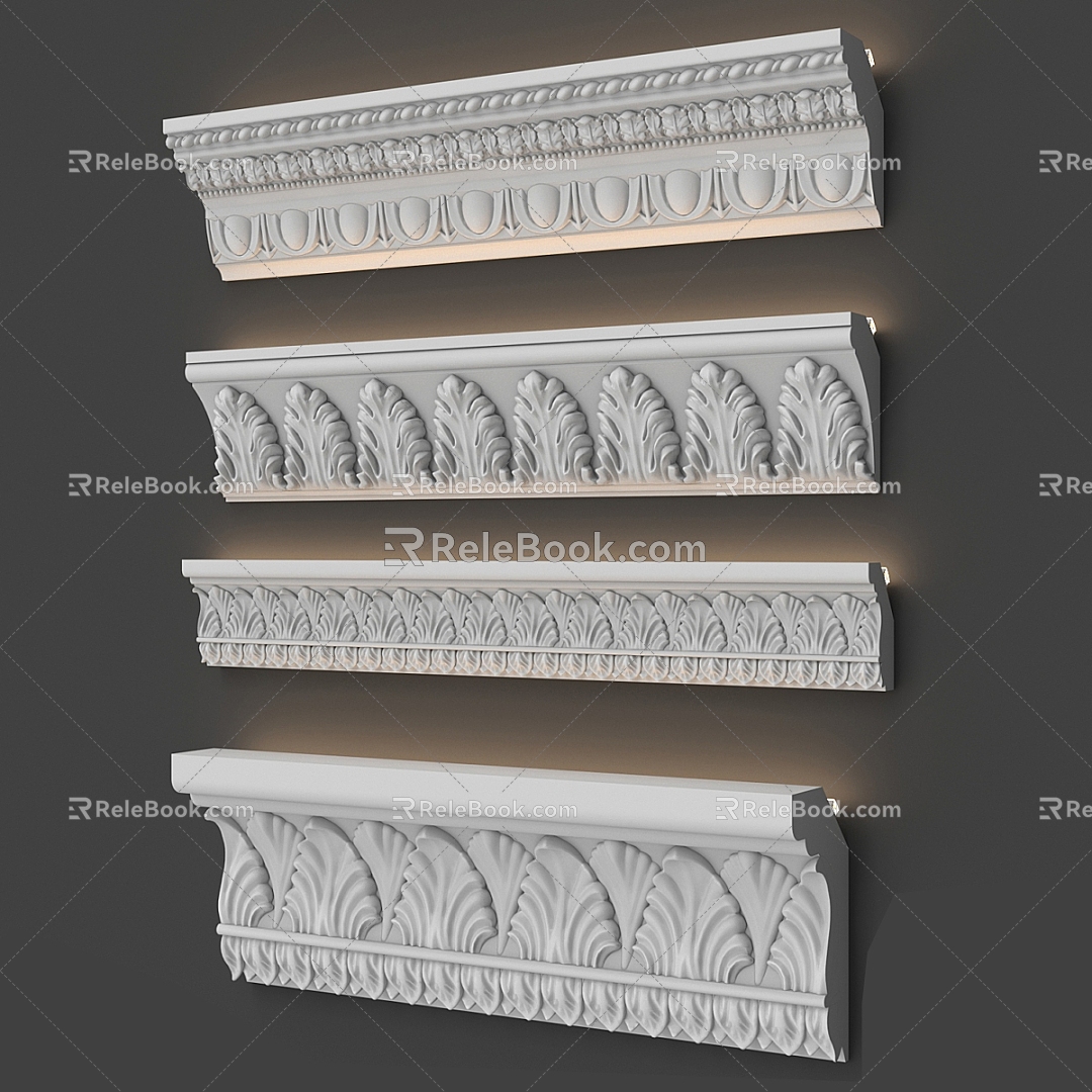 European-style simple carved plaster 3d model