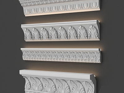 European-style simple carved plaster 3d model