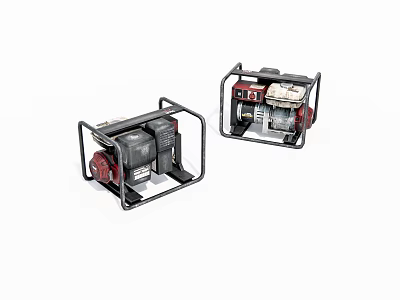 Portable Generators With Black Metal Frames And Red Engine Components 3d model