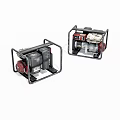 Portable Generators With Black Metal Frames And Red Engine Components