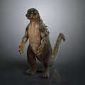 Giant Monster 3D Rendering Standing Pose Green Skin Spiked Back Sharp Claws