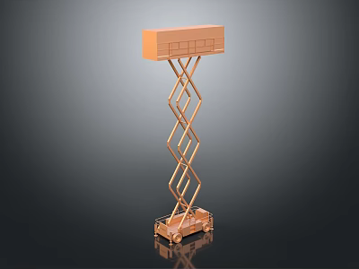 Orange Hydraulic Scissor Lift With Elevating Platform And Metal Frame Structure 3d model
